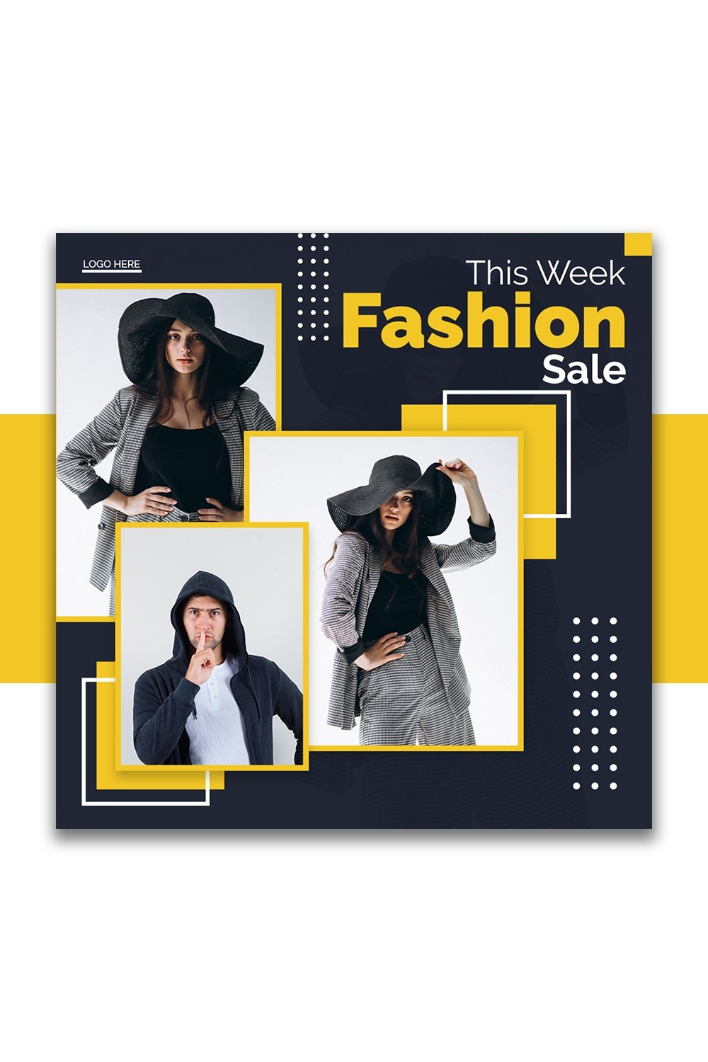 Woman Fashion Sale Social Media Post Template For Instagram pinterest preview image.