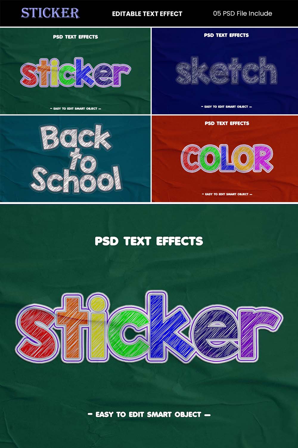 Editable Sticker Text Effect pinterest preview image.