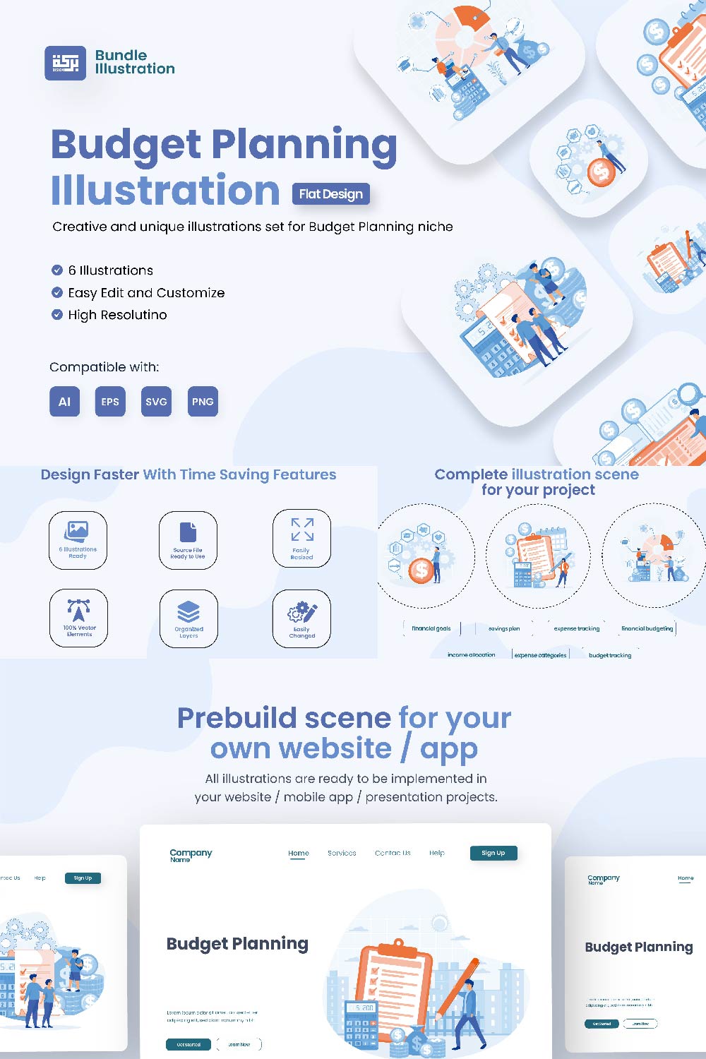 Illustration Design for the Use of Budget Planning pinterest preview image.