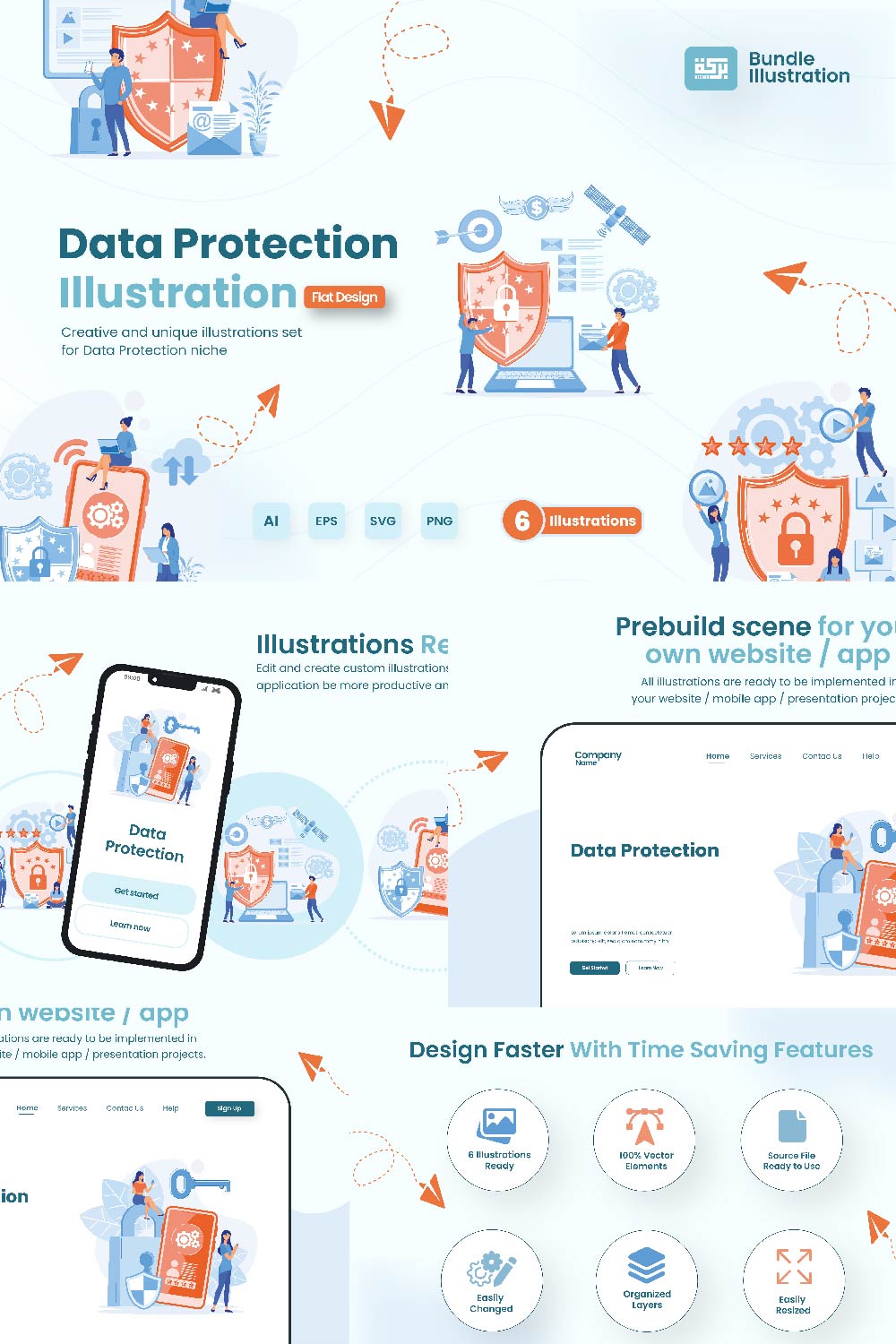 Data Protection Illustration Design pinterest preview image.