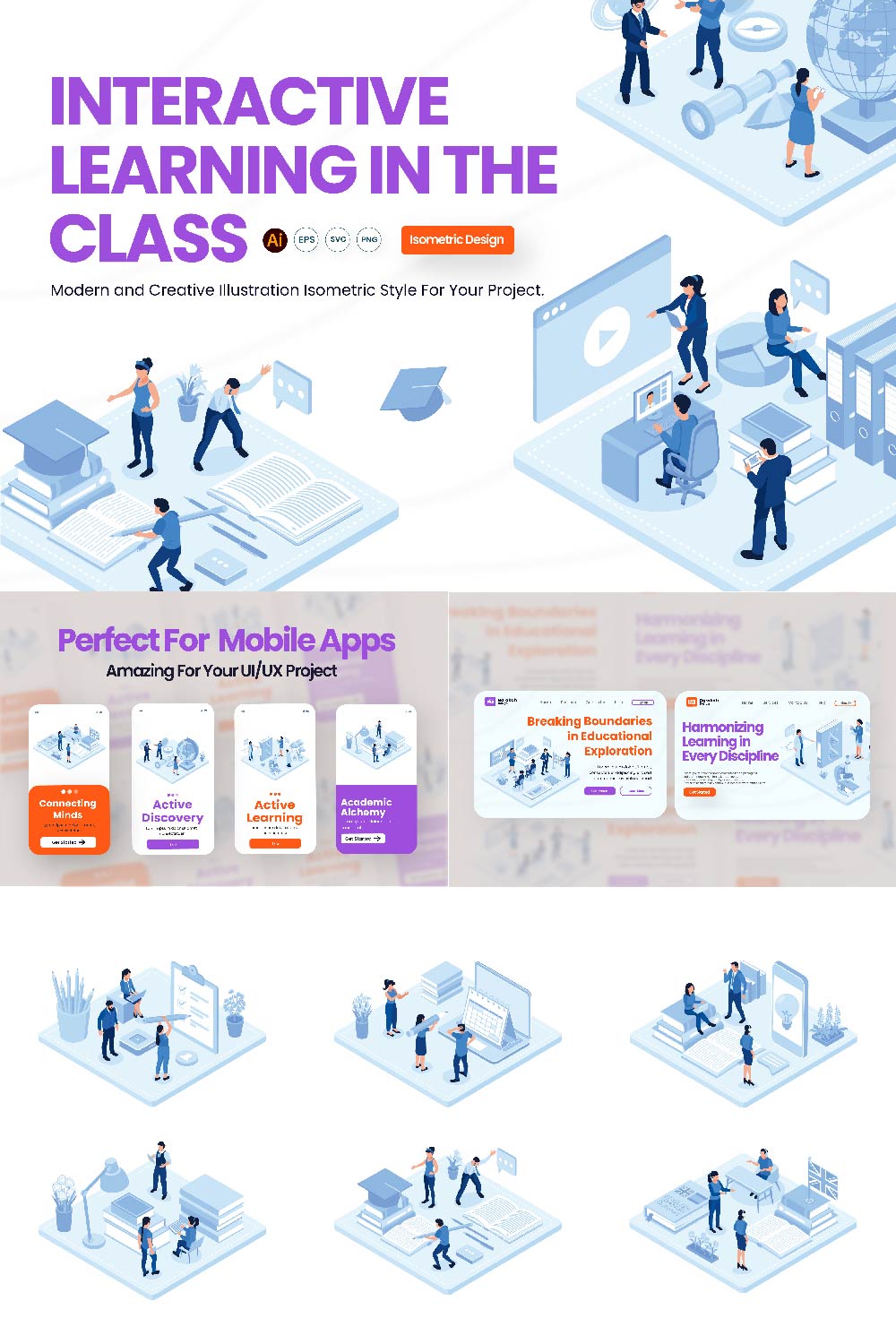 Interactive Learning In The Class Illustration Design pinterest preview image.
