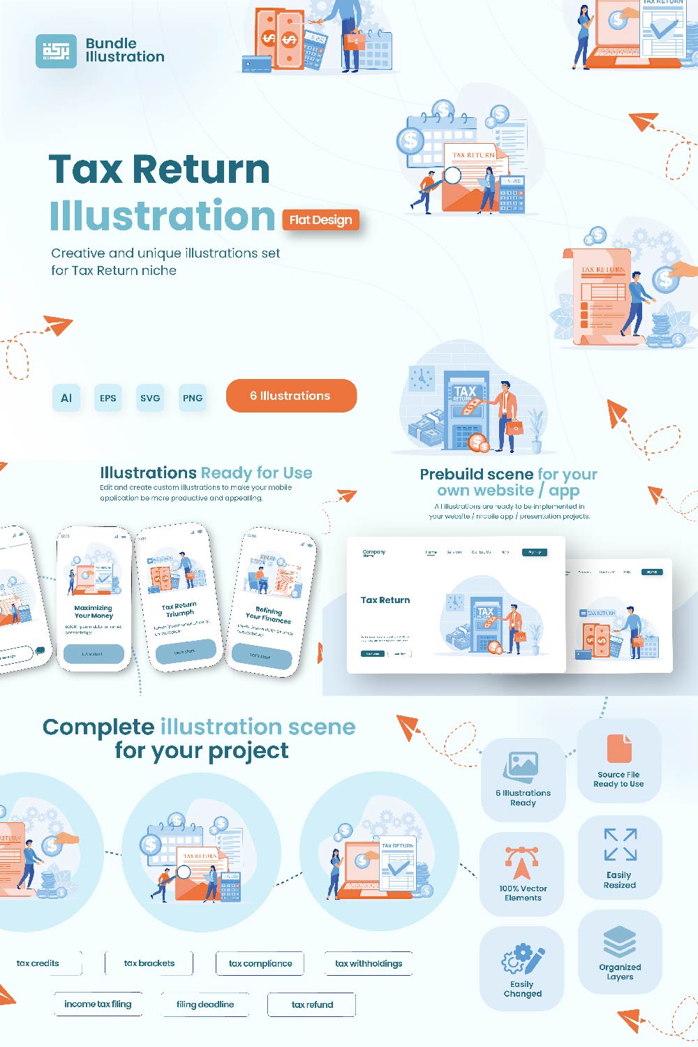 Illustration Design Tax Return pinterest preview image.
