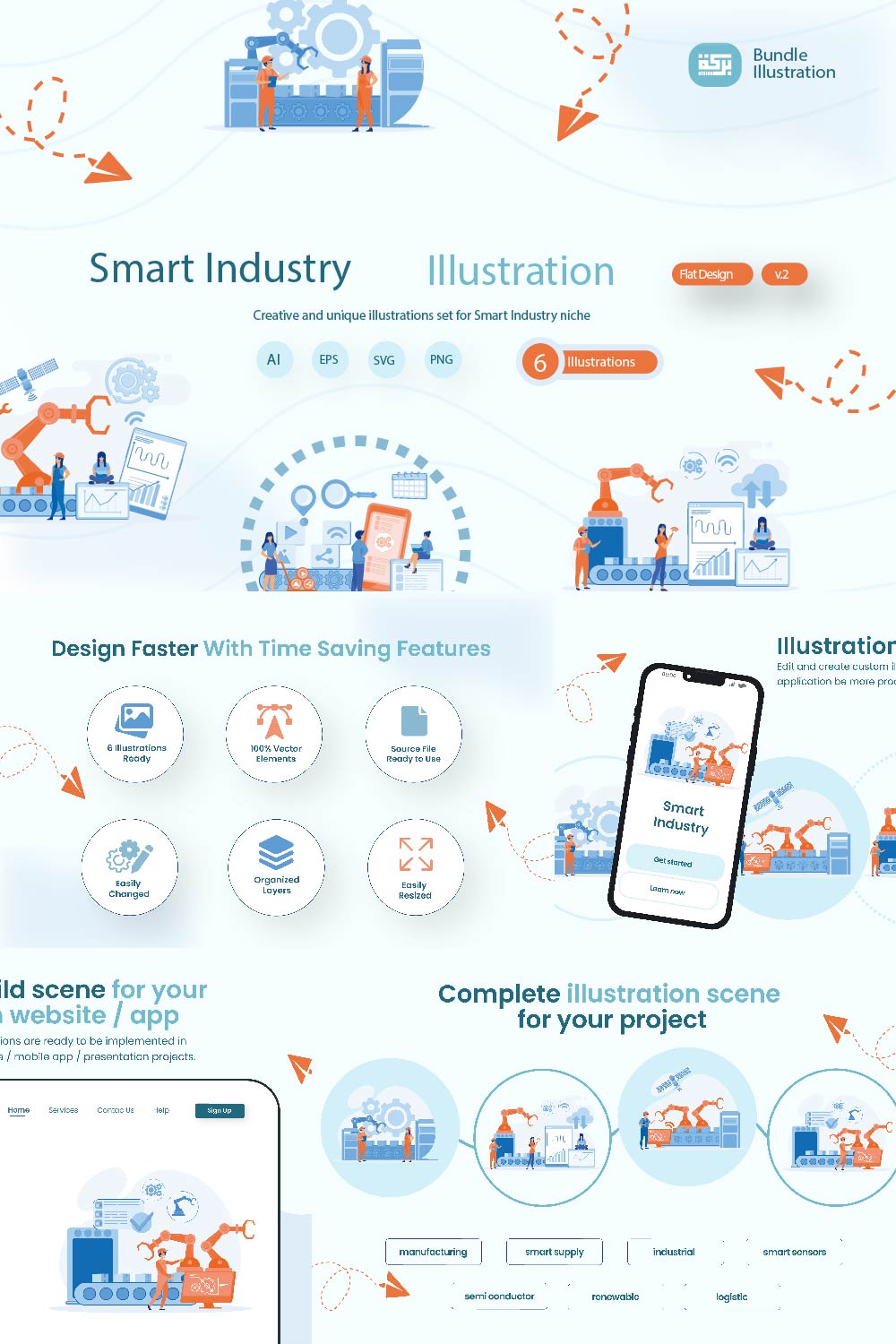 Smart Industry Illustration Design pinterest preview image.