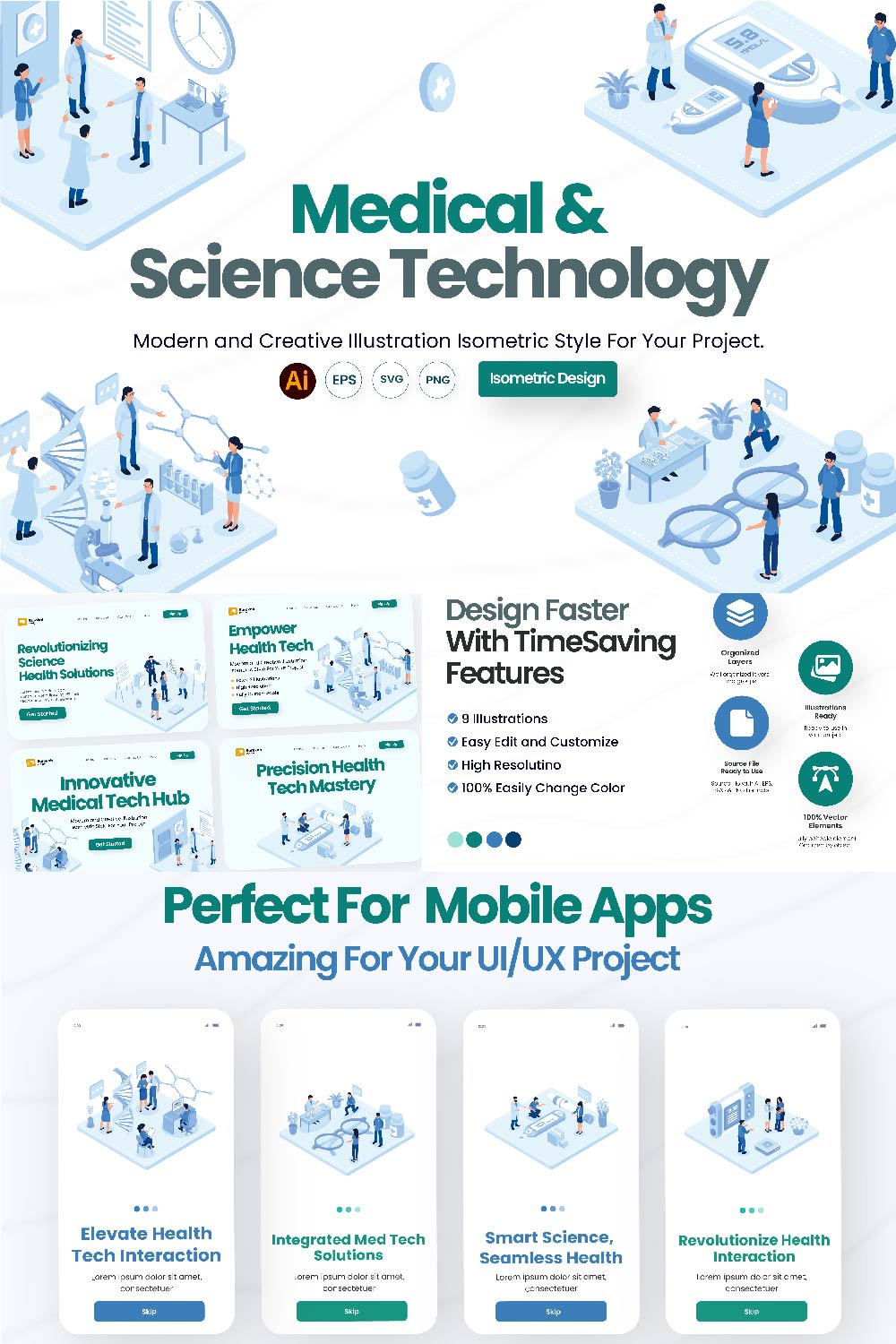 Illustration of Medical & Science Technology pinterest preview image.