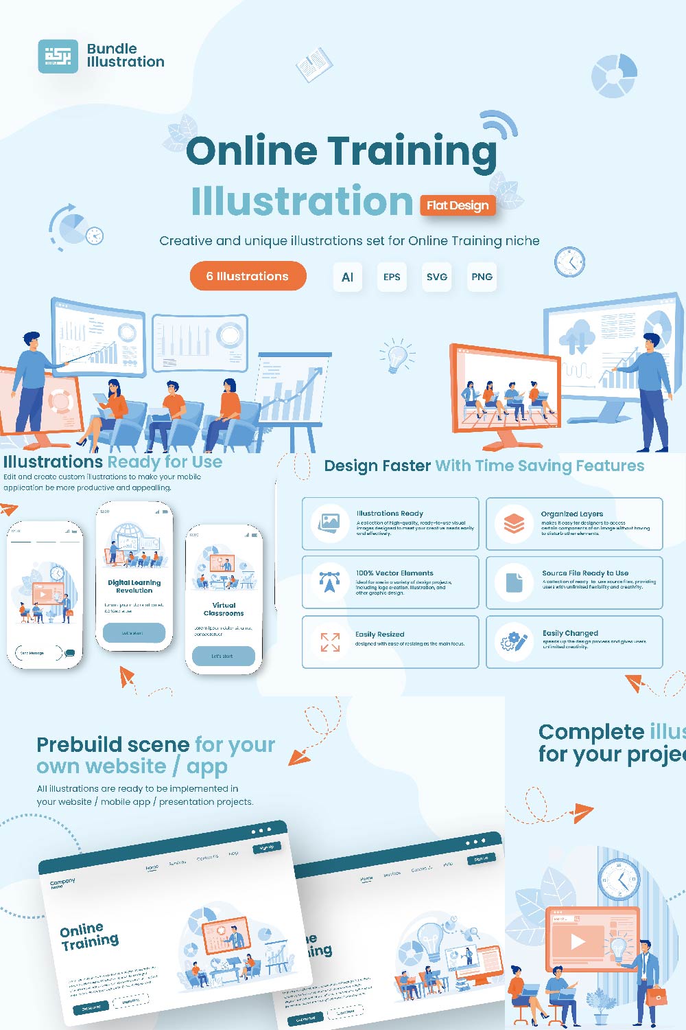 Online Training Illustration Design pinterest preview image.