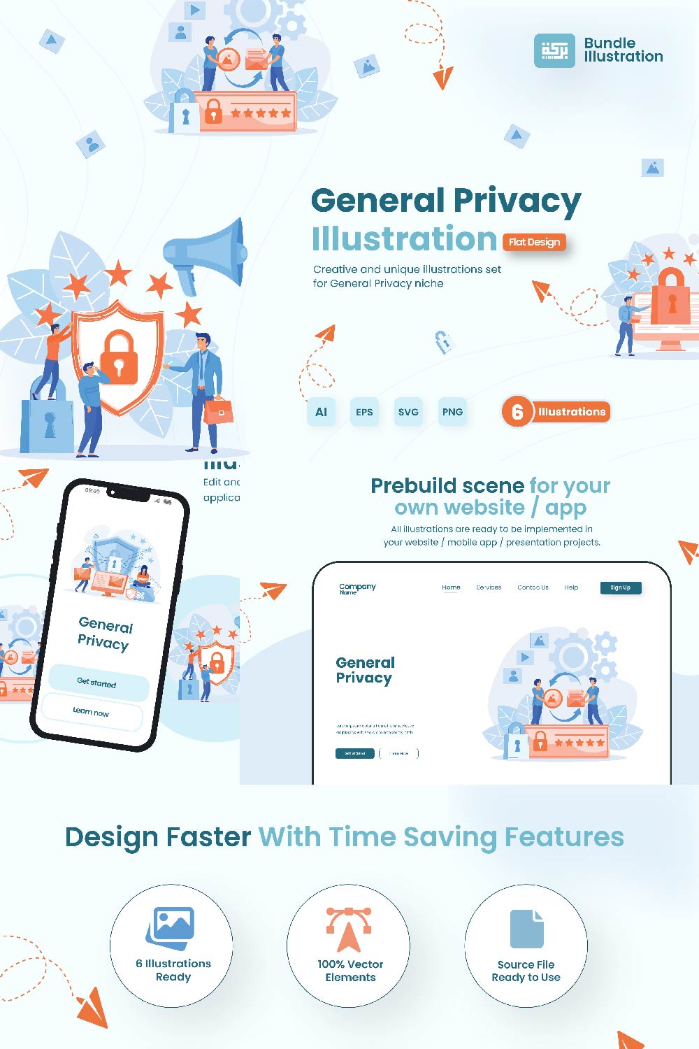 General Privacy Illustration Design pinterest preview image.