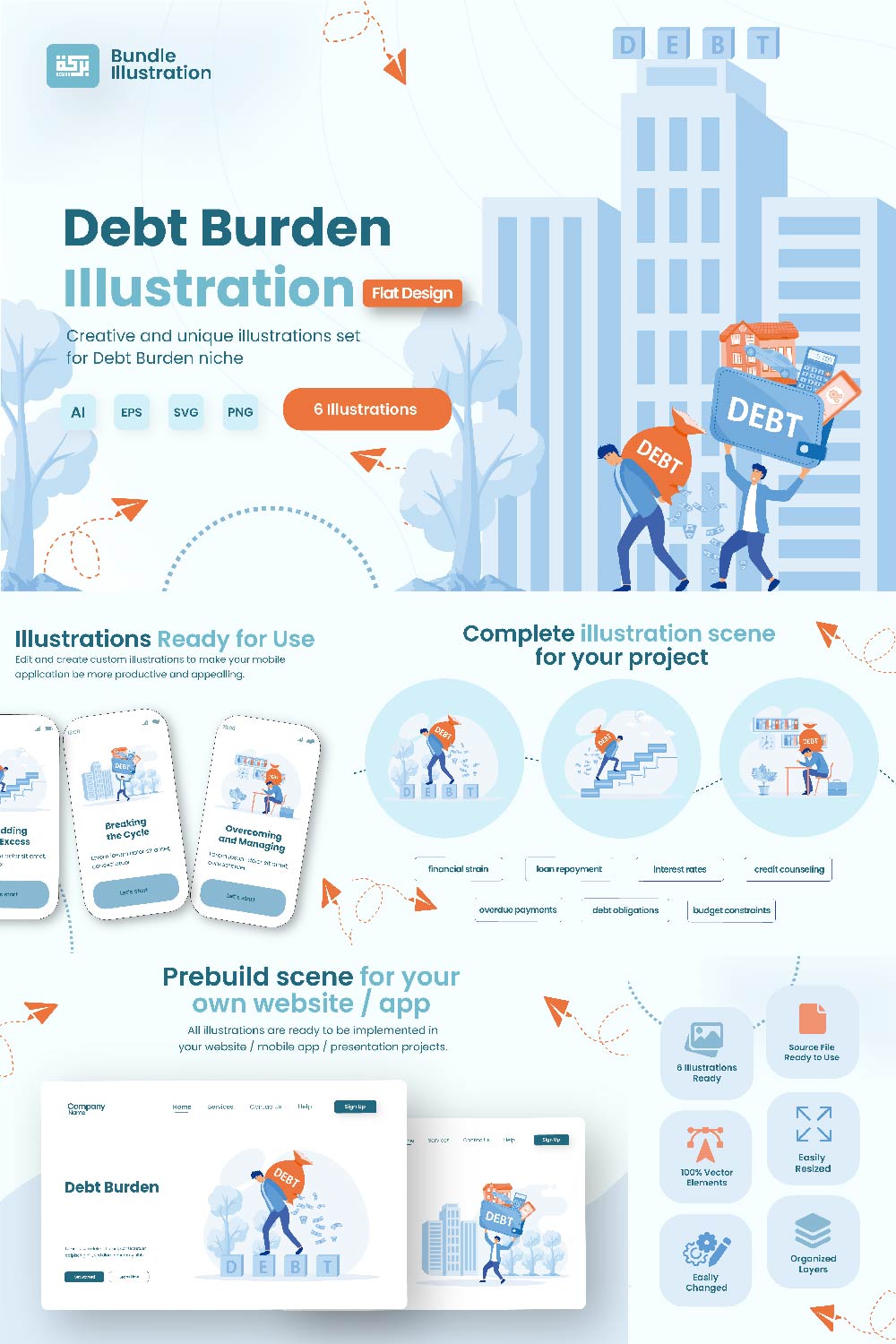 Illustration Design Debt Burden pinterest preview image.