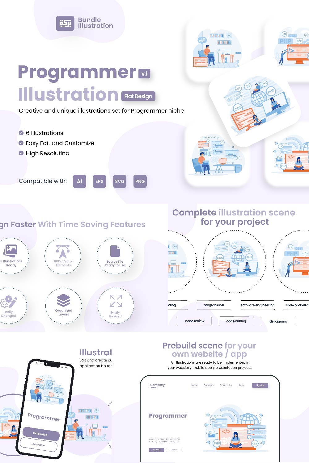6 Illustrations Related to Programmer 1 pinterest preview image.