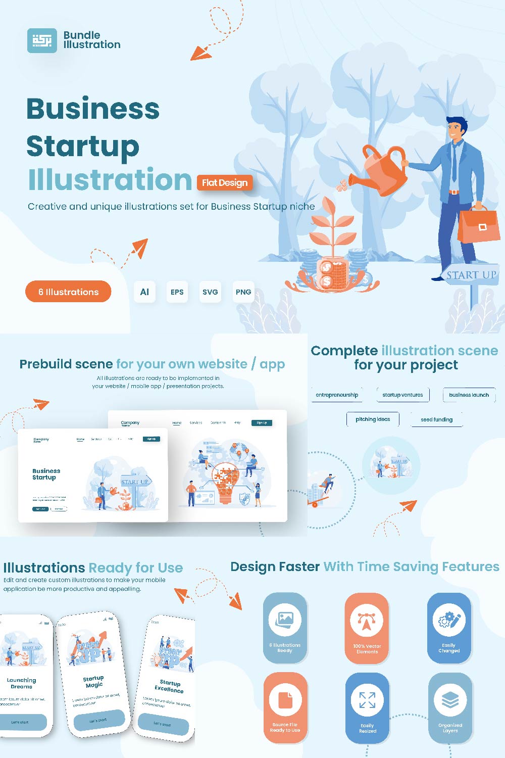 Illustration Design Business Startup pinterest preview image.