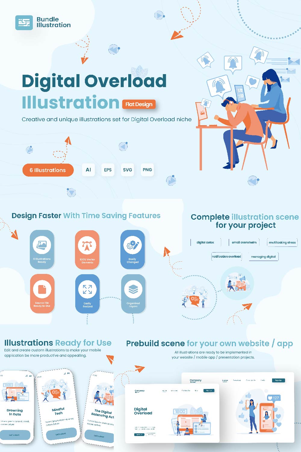 Illustration Design Digital Overload pinterest preview image.