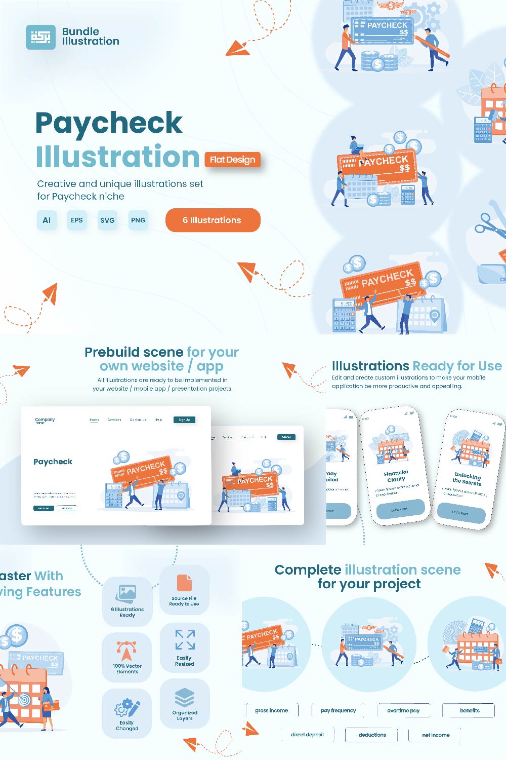 Illustration Design Paycheck pinterest preview image.