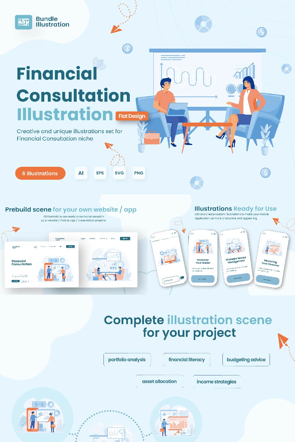 Financial Consultation Illustration Design pinterest preview image.