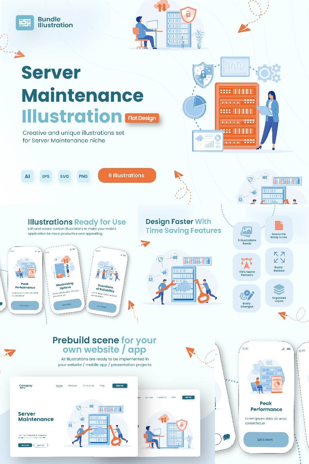 Illustration Design for the Use of Server Maintenance pinterest preview image.