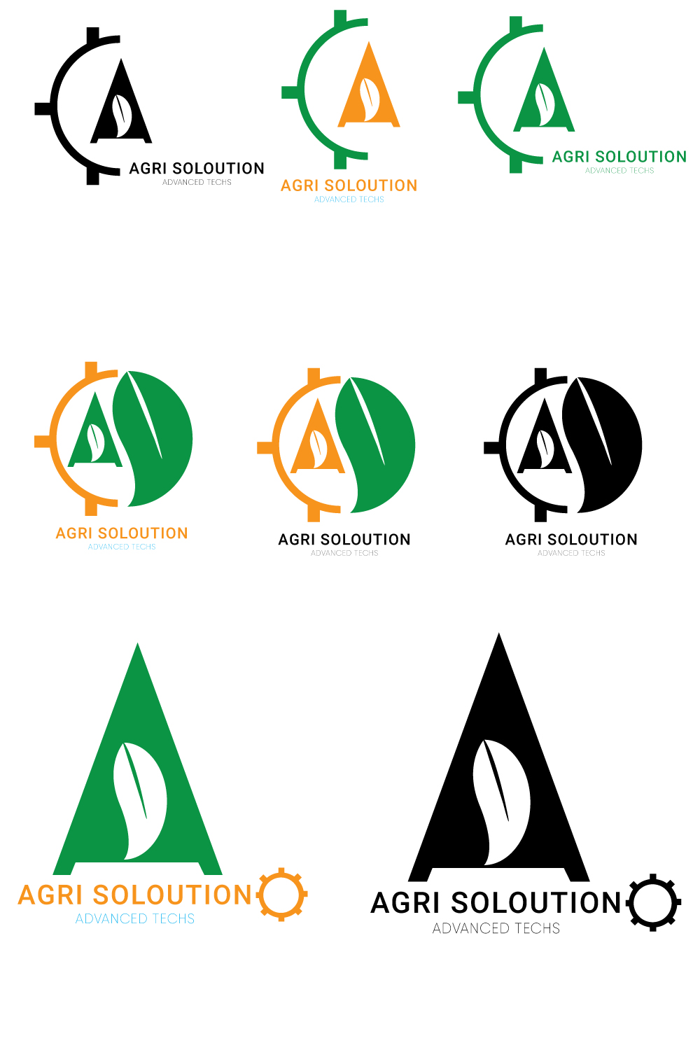 Three agriculture, Farming and agro tech logos pinterest preview image.