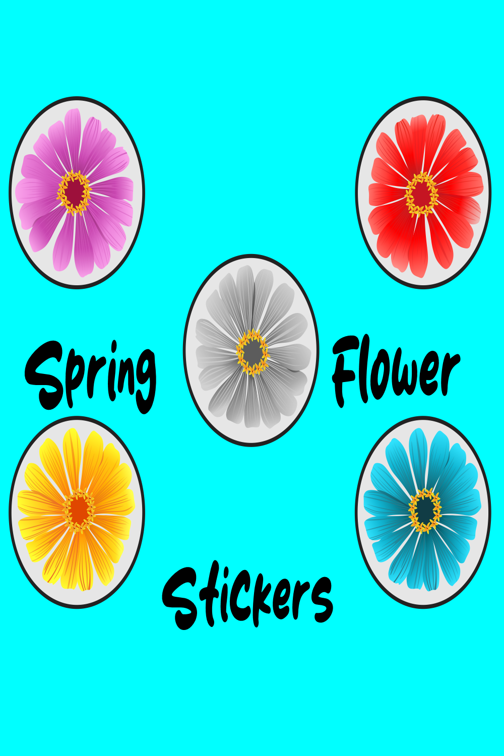 spring flower stickers pinterest preview image.