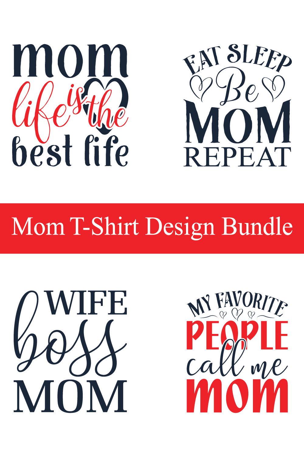Mom T Shirt Design Bundle pinterest preview image.