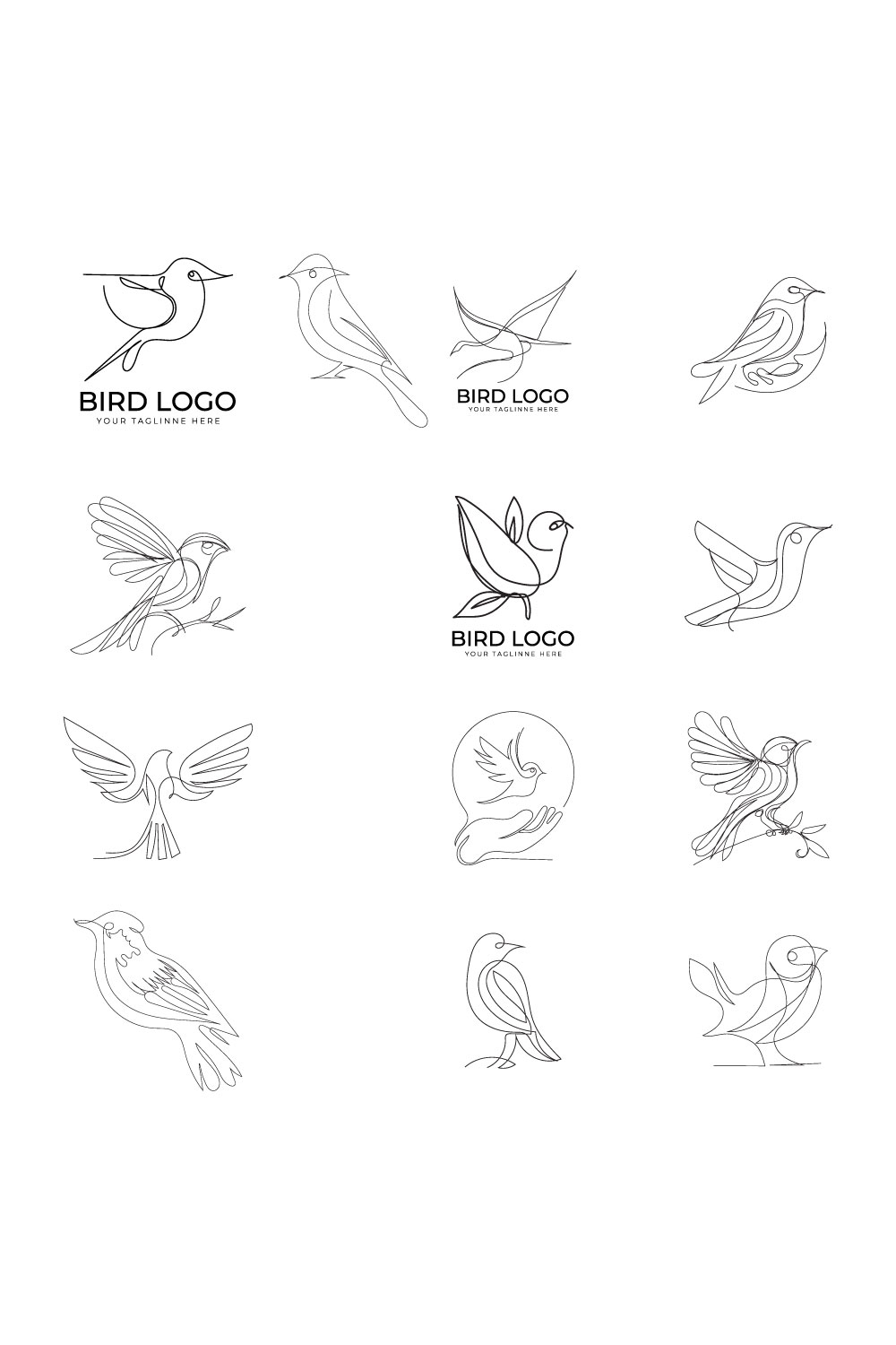 bird one line art logo design icon pinterest preview image.