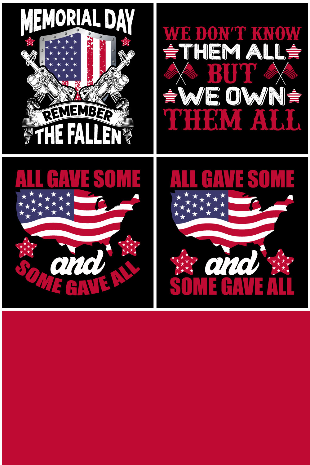 Premium Memorial Day Typography And Graphics T Shirt Design Bundle pinterest preview image.