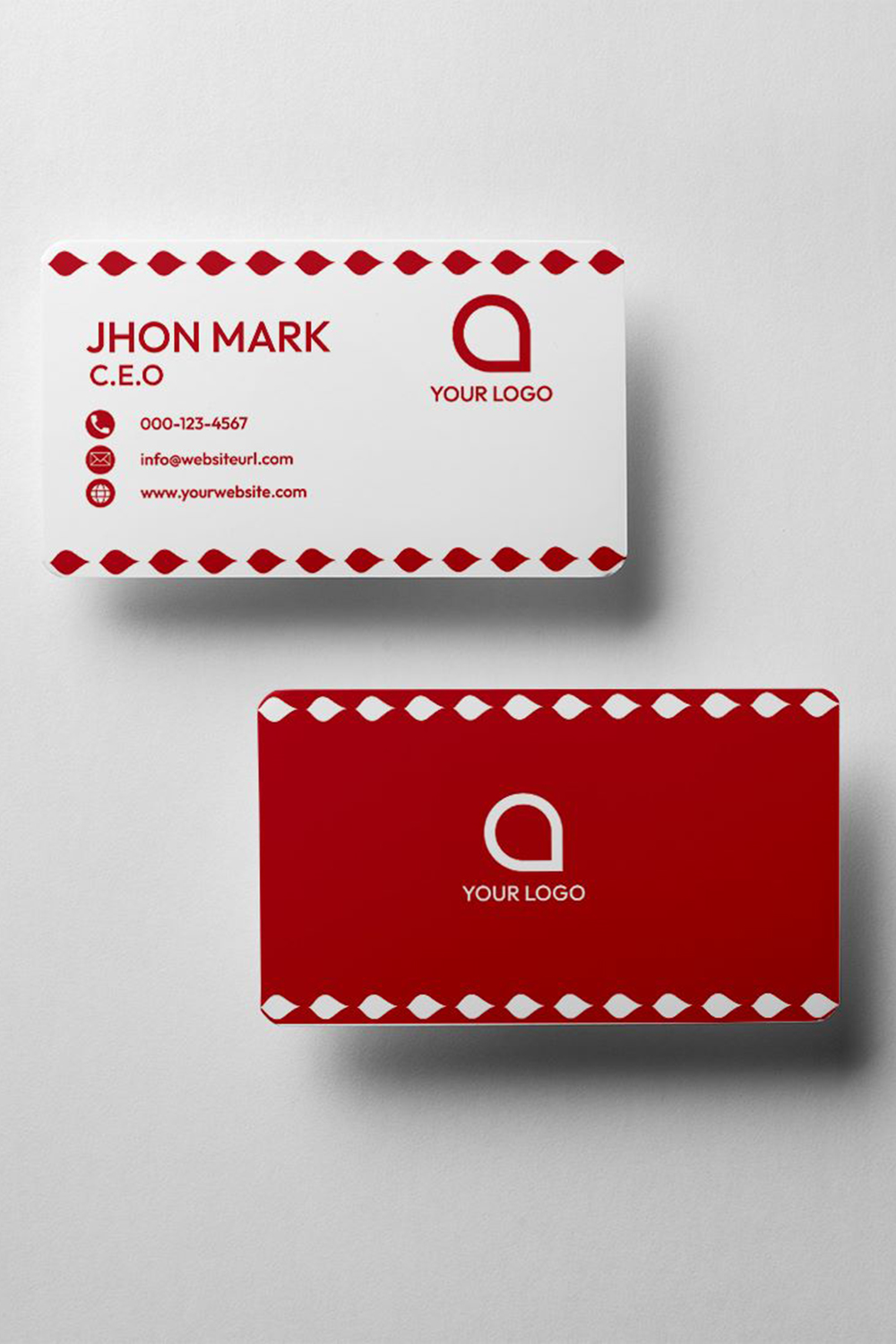 Simple and Elegant Red and White Business Card Template pinterest preview image.