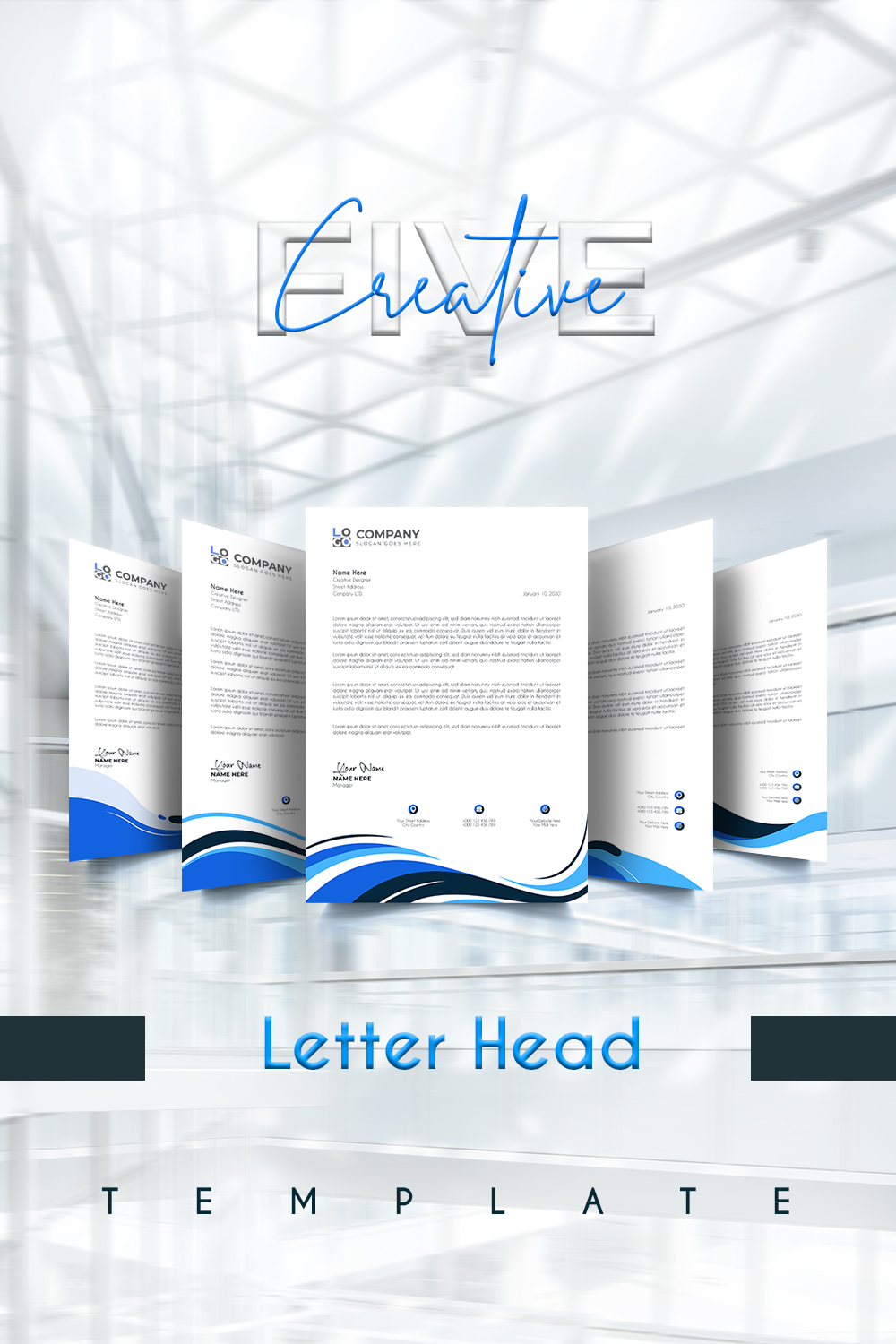 Professional Corporate Business Letter Head Template pinterest preview image.