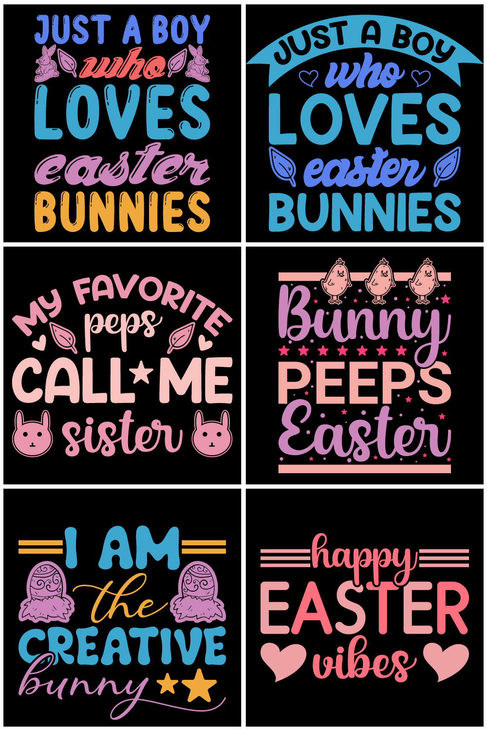 Premium Easter Sunday Typography And Graphics T Shirt Design Bundle pinterest preview image.