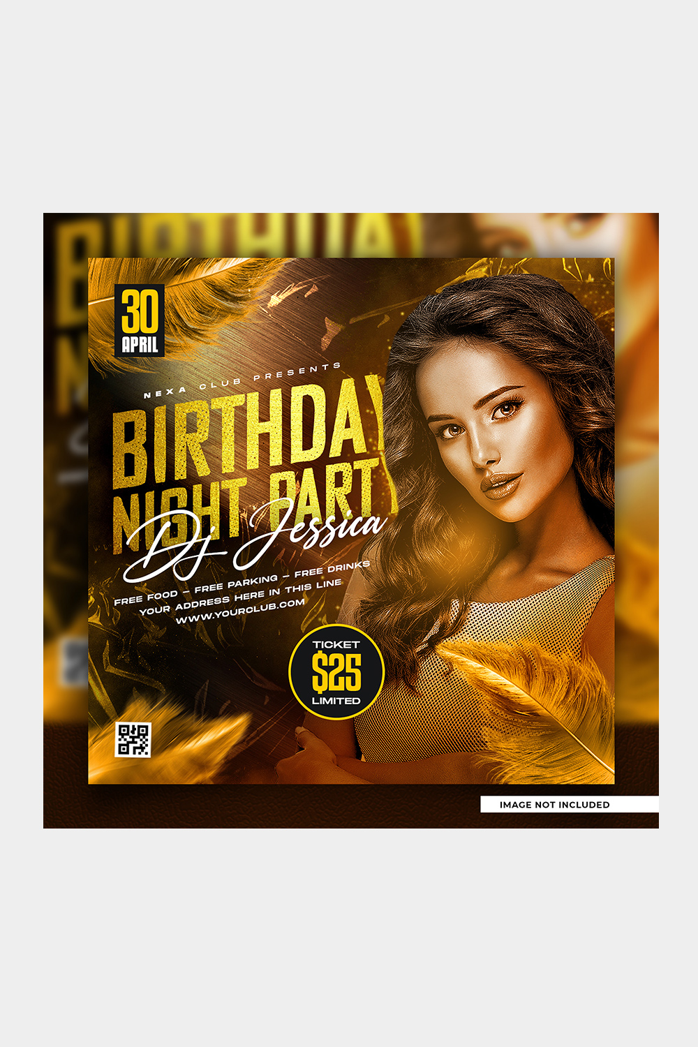 Birthday Party Social media flyer design pinterest preview image.