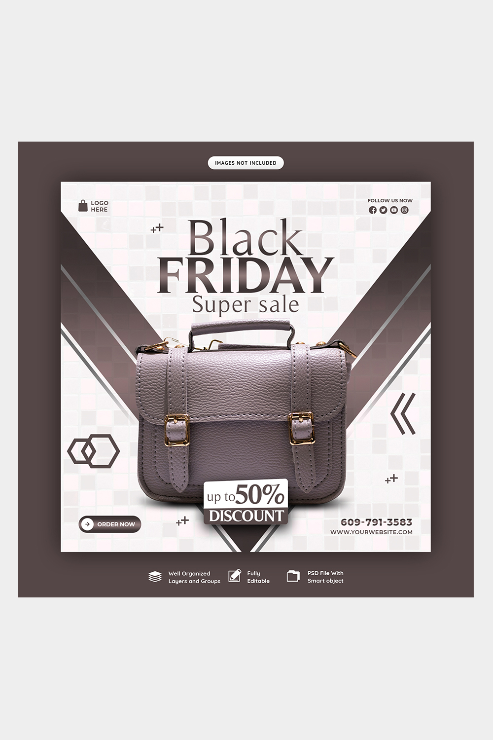 Black Friday Social Media Design pinterest preview image.