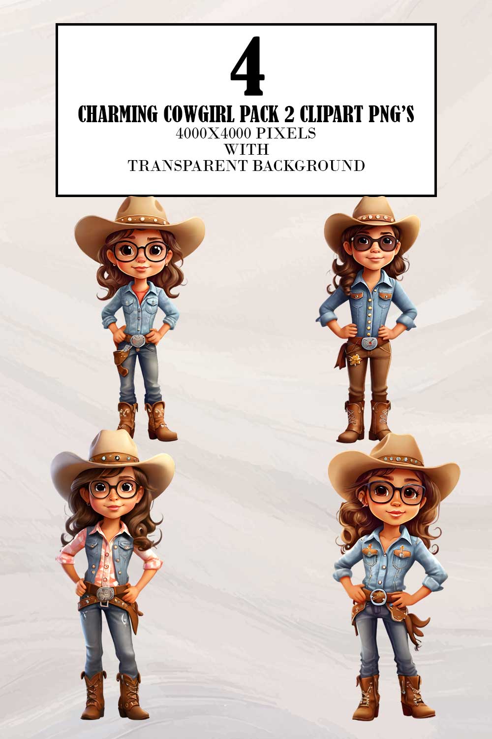 Charming Cowgirl Pack 2 Clipart pinterest preview image.