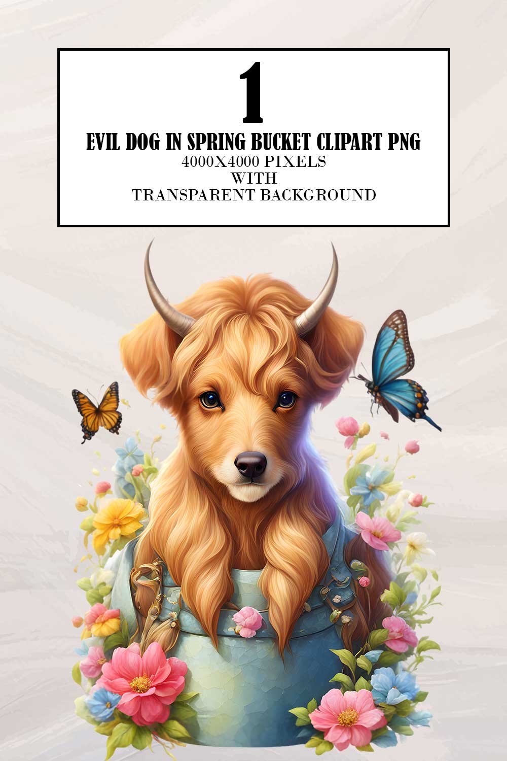 Evil Dog in Spring Bucket Clipart pinterest preview image.