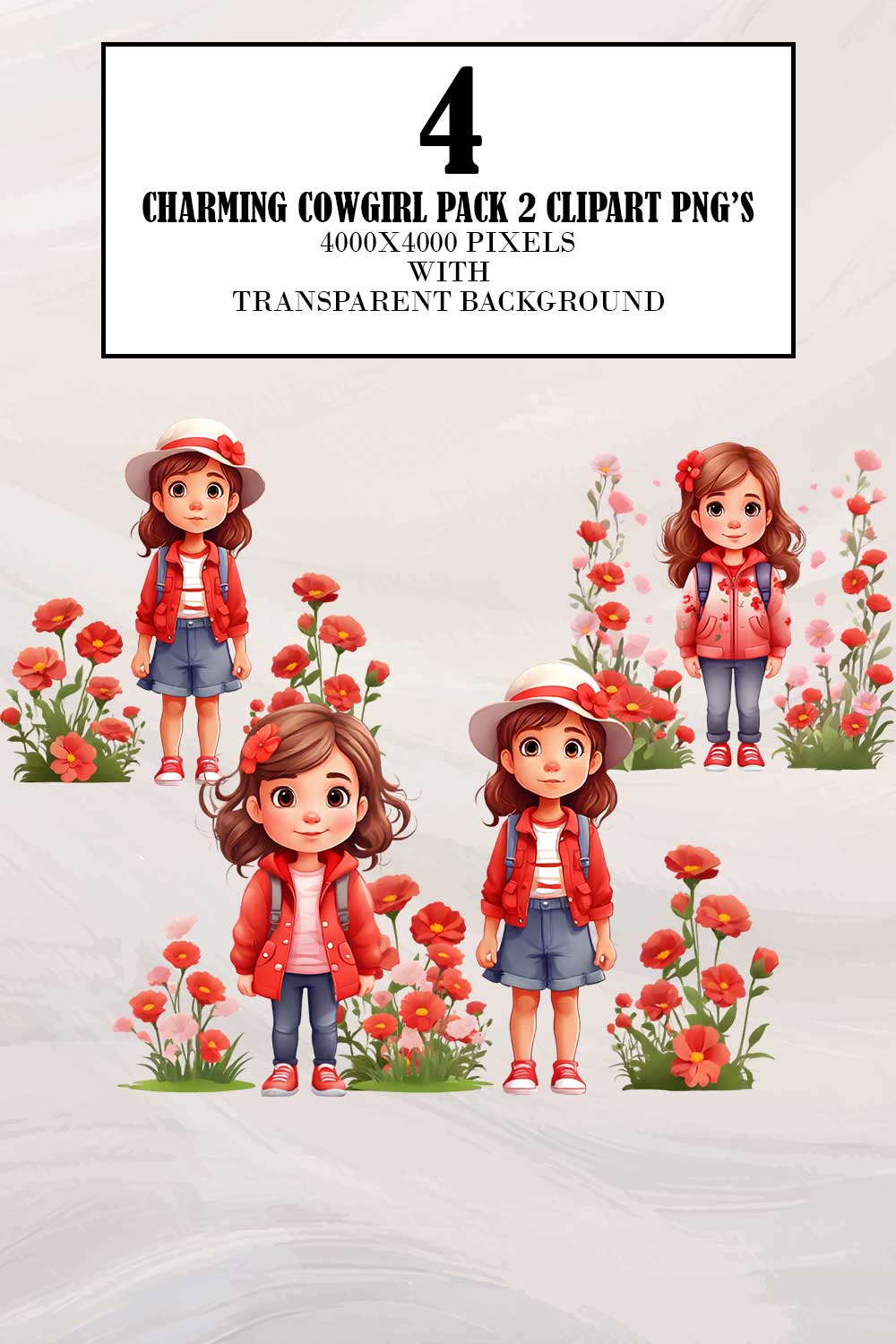 Floral Cute Girl Cliparts pinterest preview image.