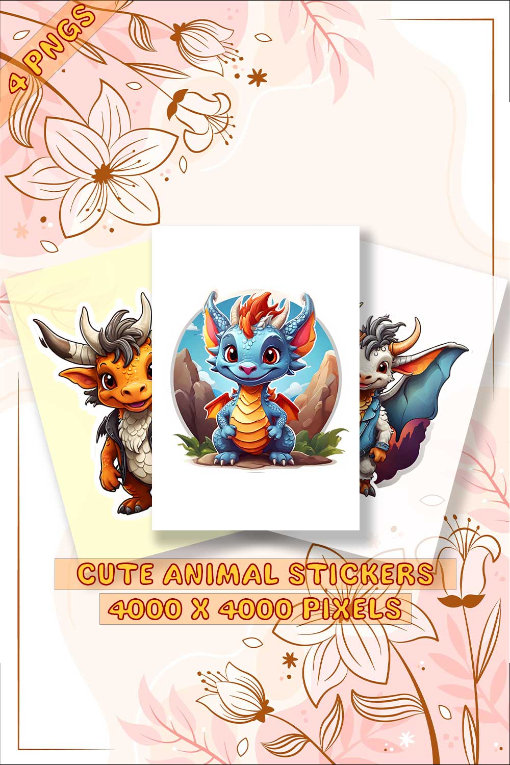 Cute Dragon Stickers 4 PNG pinterest preview image.