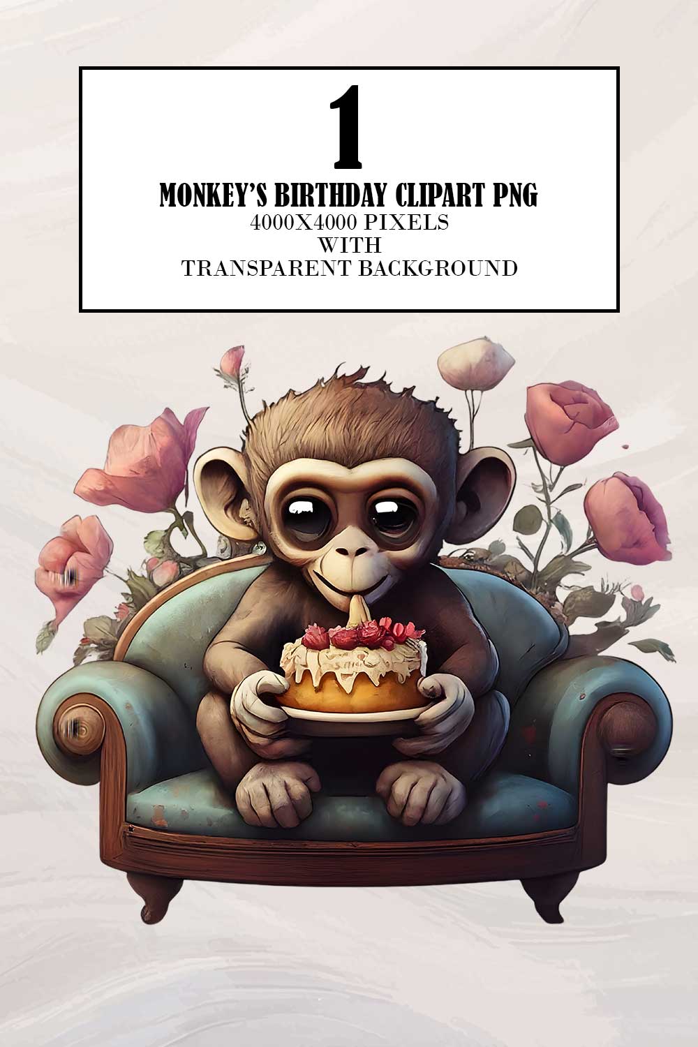 Monkey's Birthday Clipart pinterest preview image.