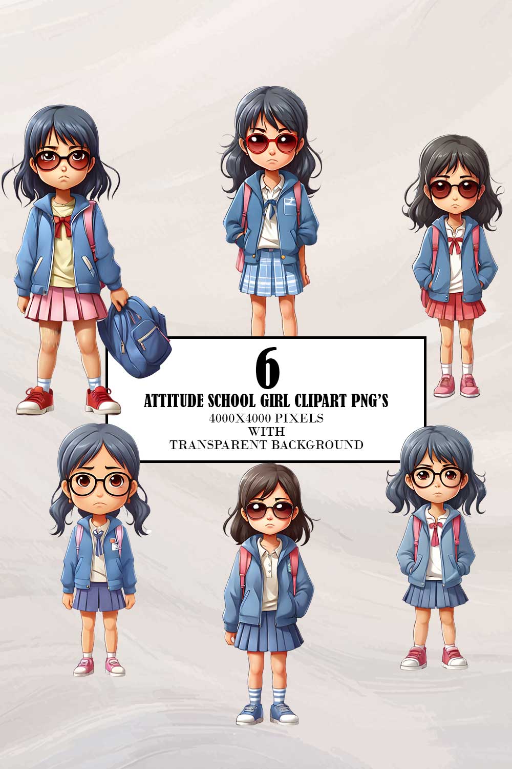 School Girl with Attitude Clipart pinterest preview image.