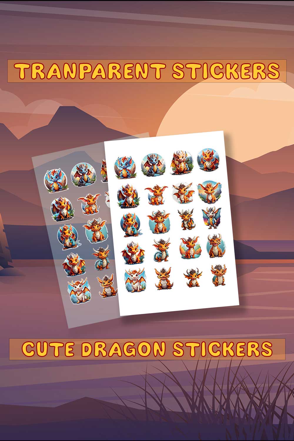 Ultimate Pack of Dragon Stickers pinterest preview image.