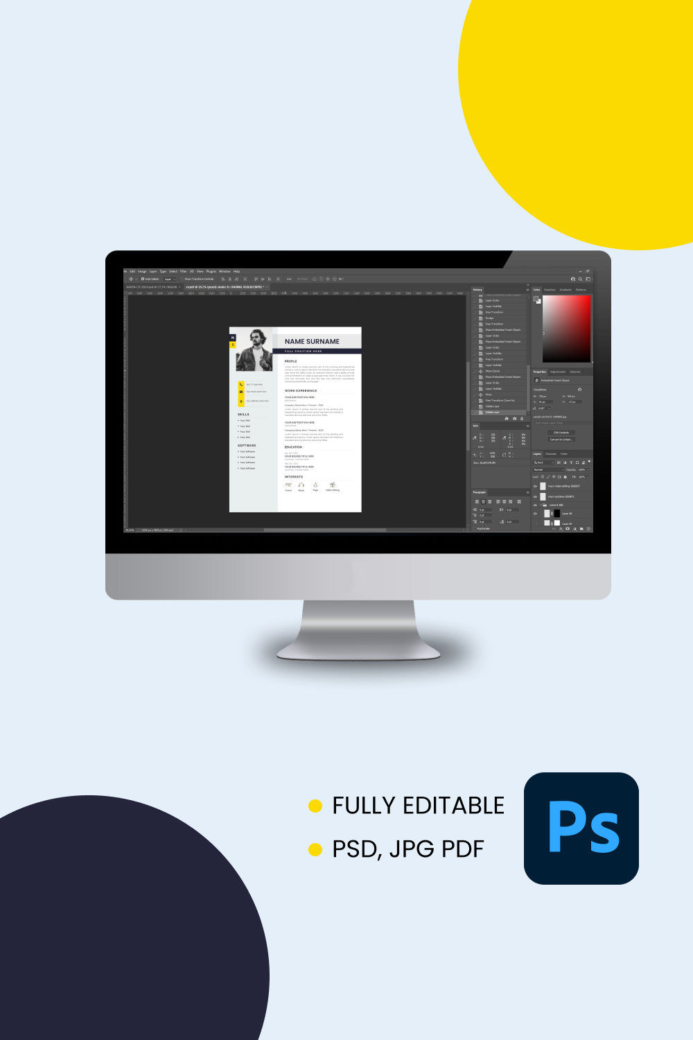 Creative Web Designer Resume Template PSD pinterest preview image.