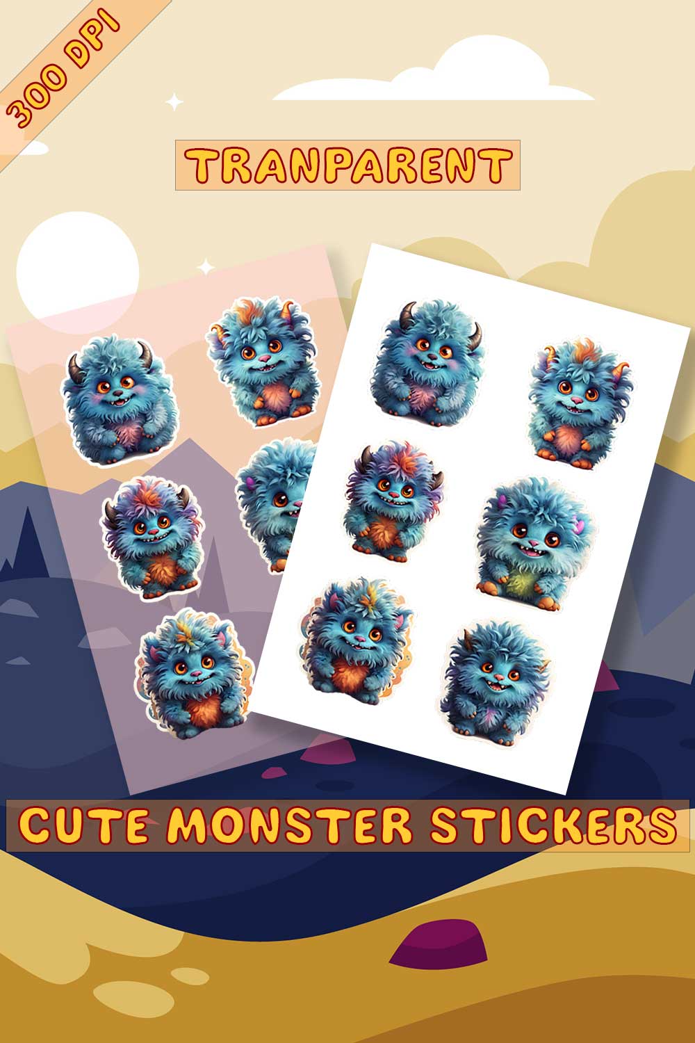 Black Monsters Cute Stickers pinterest preview image.
