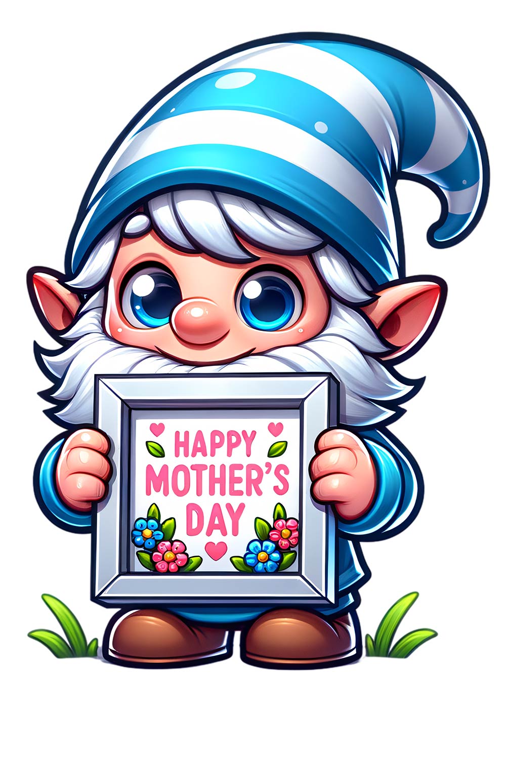 Mother's Day Clipart | Cute Gnome with frame clipart | PNG pinterest preview image.