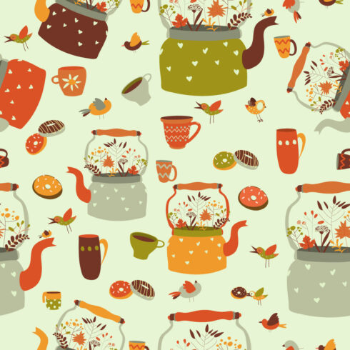 Seamless Pattern Background with Tea cover image.