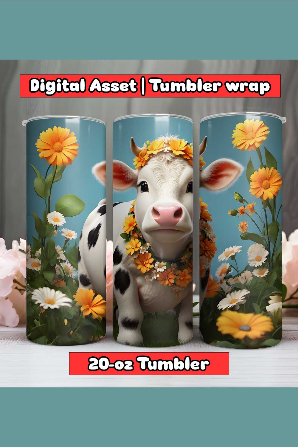 Crazy Cow Tumbler Wrap | 20-oz | PNG pinterest preview image.