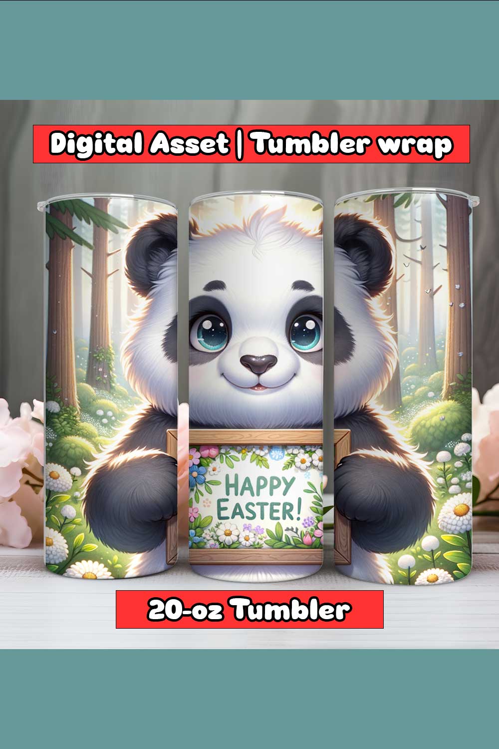 Koala Happy Easter Tumbler Wrap | 20-oz | PNG pinterest preview image.