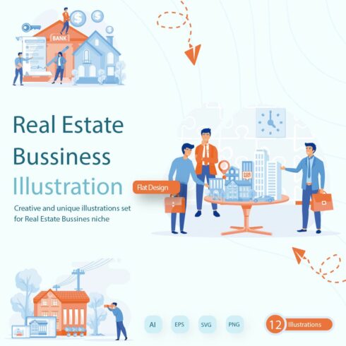 6 Illustration Design Related to Real Estate Business cover image.