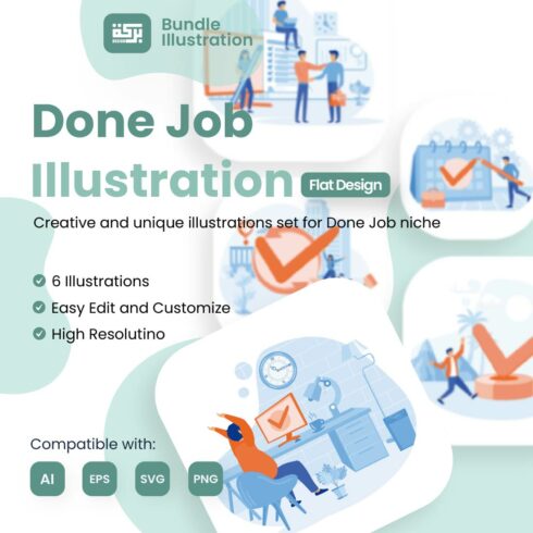 6 Illustrations Related to Done Job cover image.
