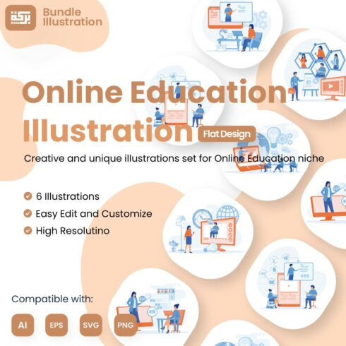 Online Education Illustration Design cover image.