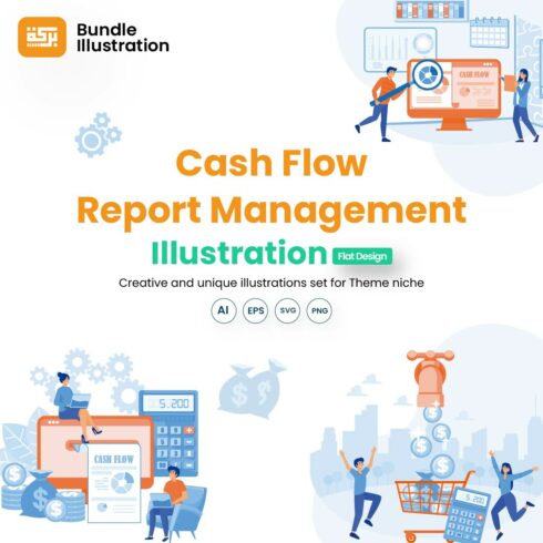 Cash Flow Report Management Illustration Design cover image.