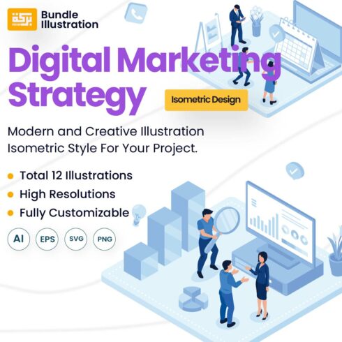 Digital Marketing Strategy Illustration Design cover image.