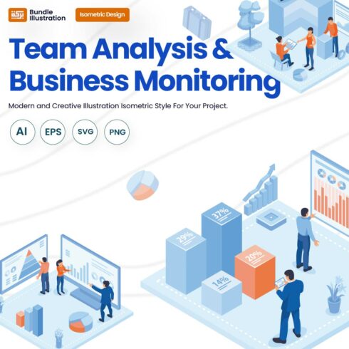 Team Analysis & Business Moniting Illustration Design cover image.