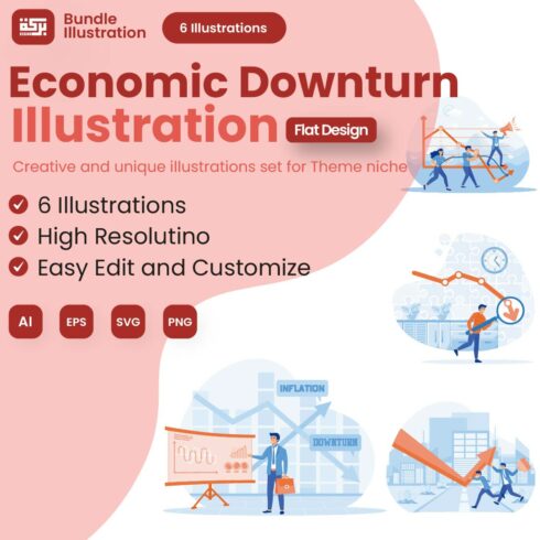 Economic Downturn Illustrations for Presentations, Apps, & Web cover image.
