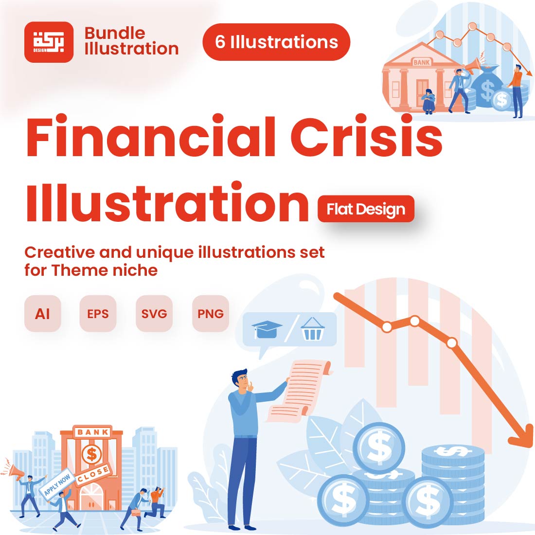Financial Crisis Illustration Design cover image.