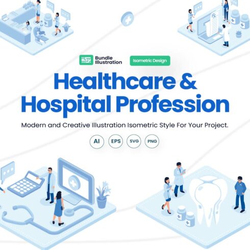 Healthcare & Hospital Profession Illustration Design cover image.