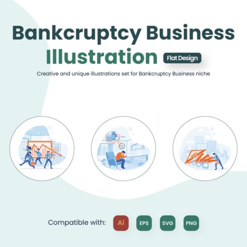 Bankruptcy Business Illustrations for Presentations, Apps, & Web cover image.